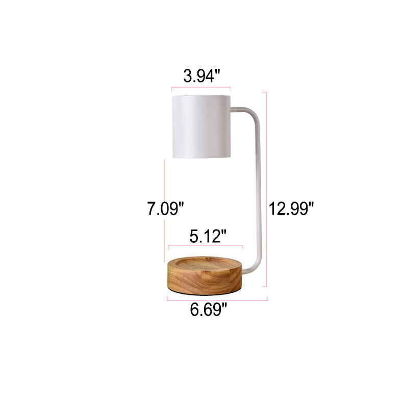 Wood and Metal Table Lamp, GU10, Dimmer or Timing, White or Black