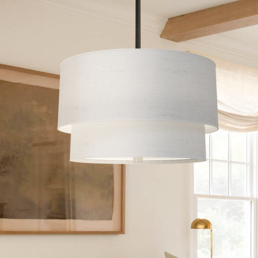 Dumora Double Fabric Drum Pendant Ceiling Light