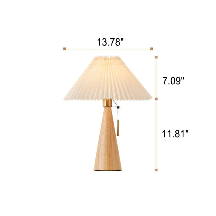 Wooden Fabric Table Lamp, E26, Light Brown or Walnut, 3 Light Color Options