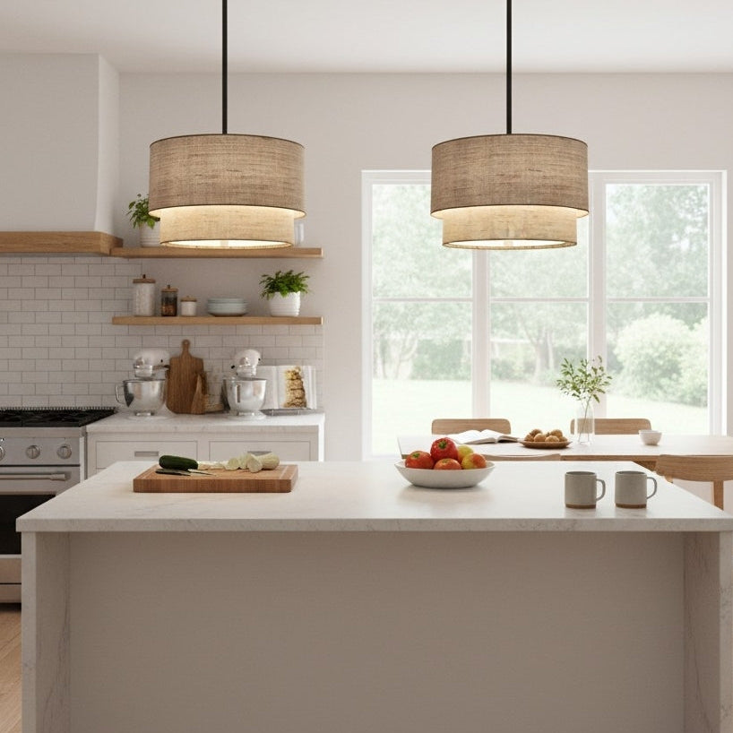 Dumora Double Fabric Drum Pendant Ceiling Light