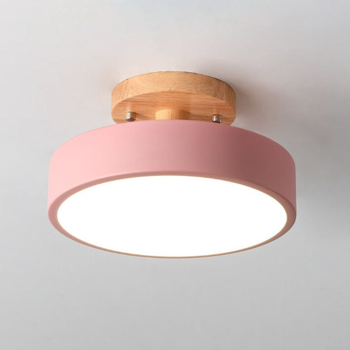 Nordic Round Semi-Flush Ceiling Light, Warm Light 3000K
