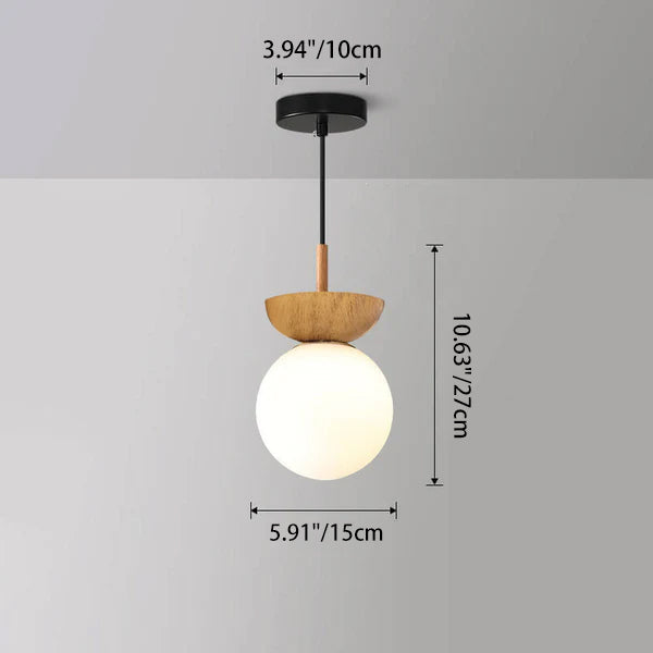 Glass Orb Ceiling Light, Iron, G9, Semi-Flush or Pendant, Wood or Walnut