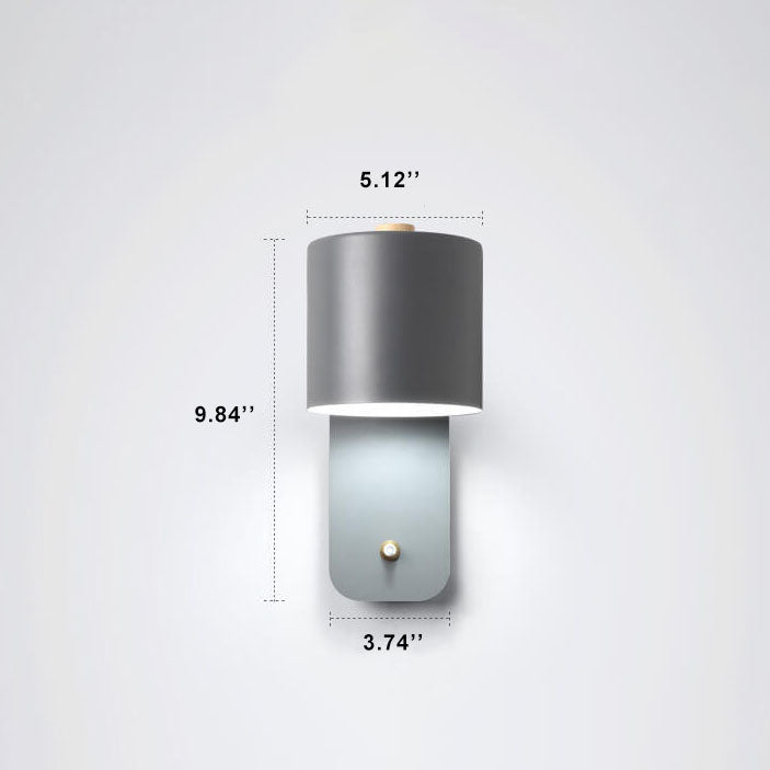 Cylinder Rotatable Wall Sconce, Metal, E26, White Green or Gray, 100-240V