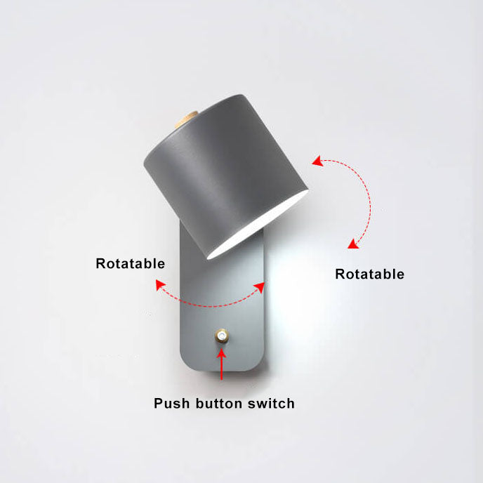 Cylinder Rotatable Wall Sconce, Metal, E26, White Green or Gray, 100-240V