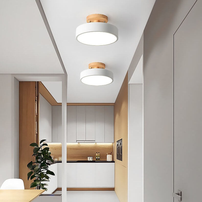 Nordic Round LED Semi-Flush Mount Ceiling Light, White