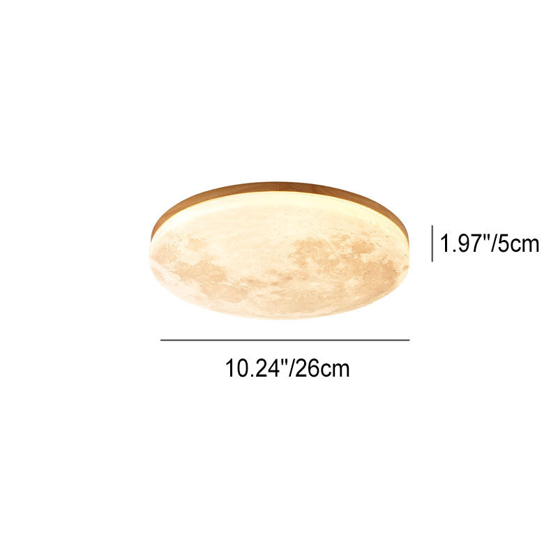 Round LED Flush Mount Ceiling Light, Wood and PVC, 3 Sizes, 110-240V
