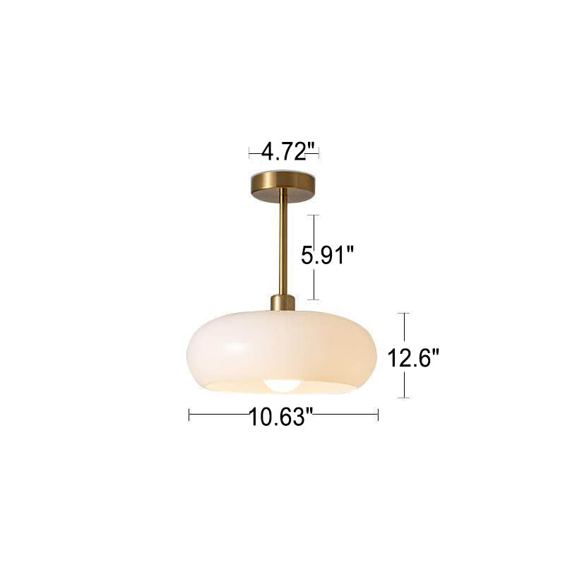 Glass Copper Ceiling Light, E26, Flush Mount or Pendant, Orange or White