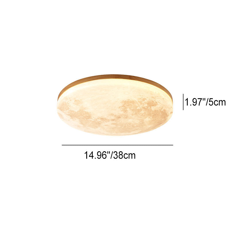 Round LED Flush Mount Ceiling Light, Wood and PVC, 3 Sizes, 110-240V