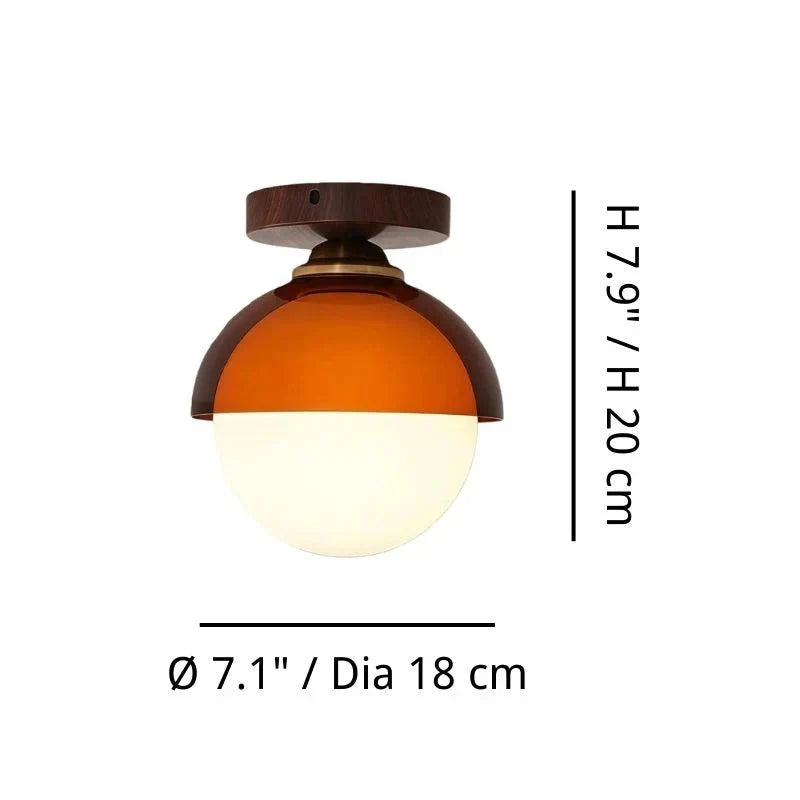 Afterglow Amber Dome Ceiling Light, Walnut