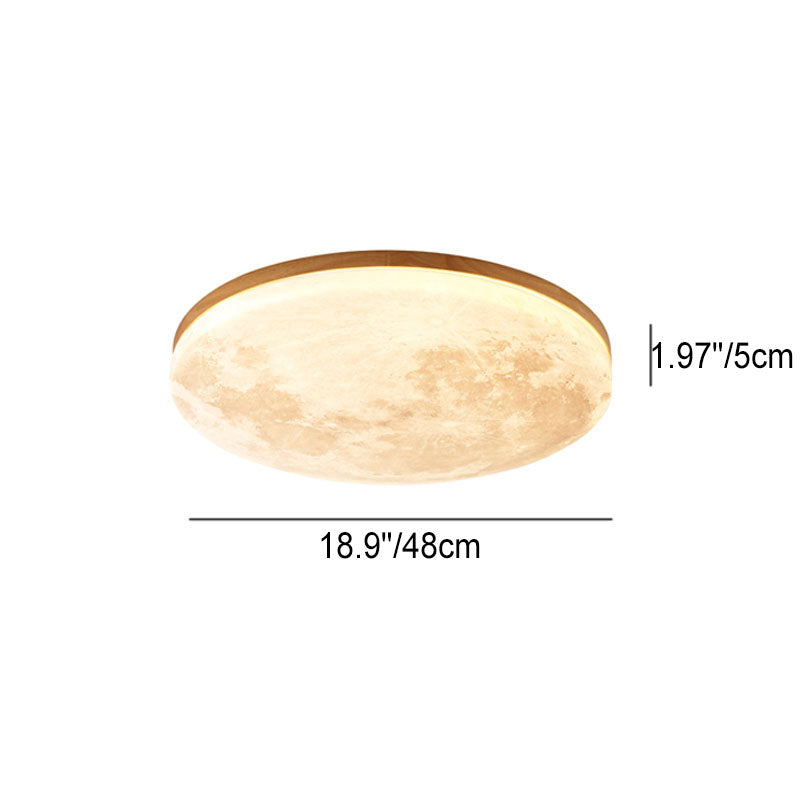 Round LED Flush Mount Ceiling Light, Wood and PVC, 3 Sizes, 110-240V