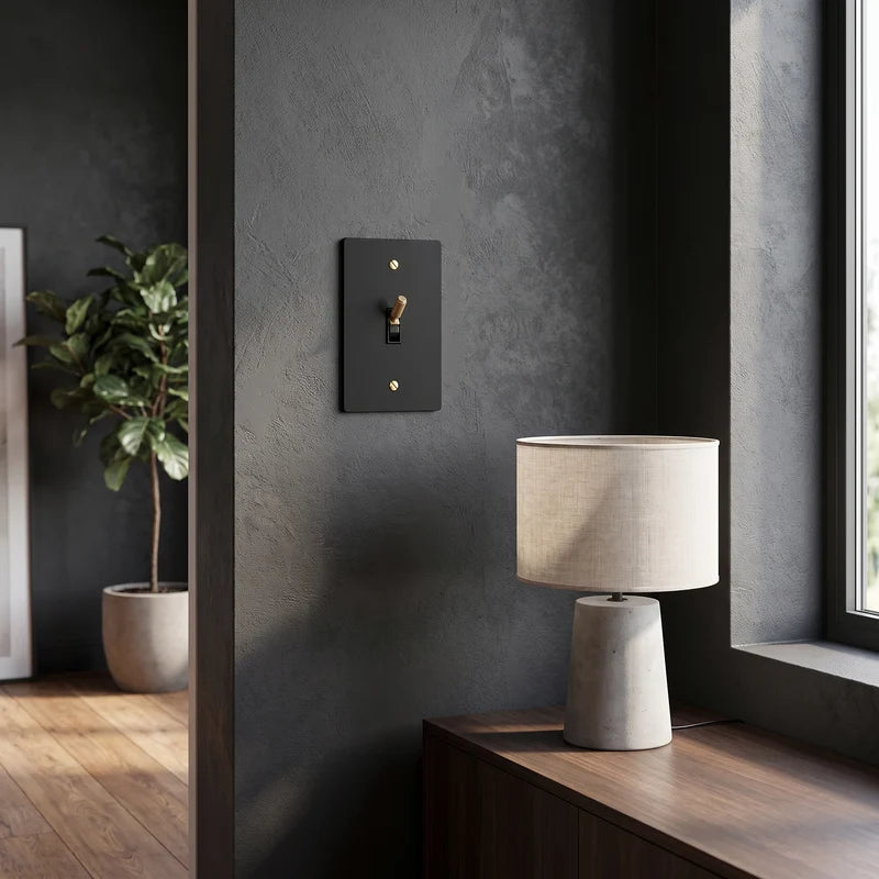Toggle Light Switch, Cross Knurled Lever, Solid Brass Panel