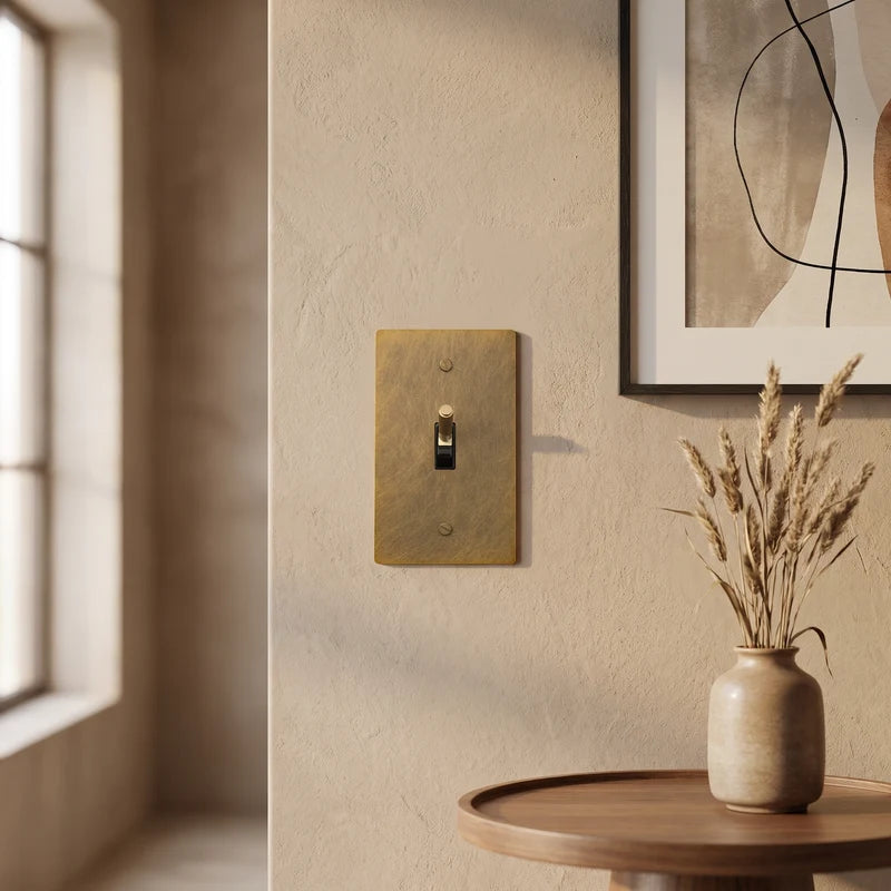 Toggle Light Switch, Cross Knurled Lever, Solid Brass Panel