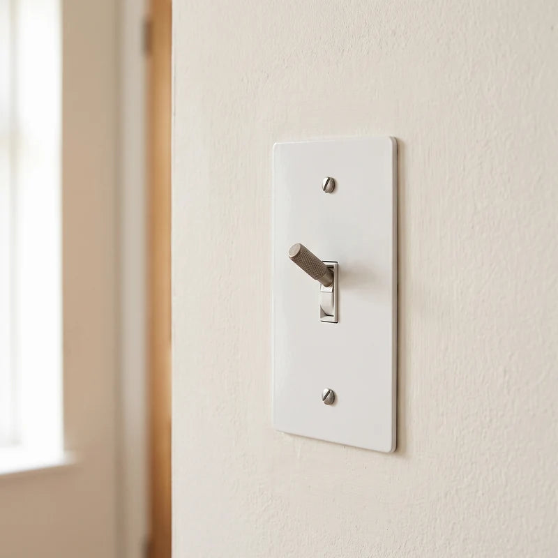Toggle Light Switch, Cross Knurled Lever, Solid Brass Panel