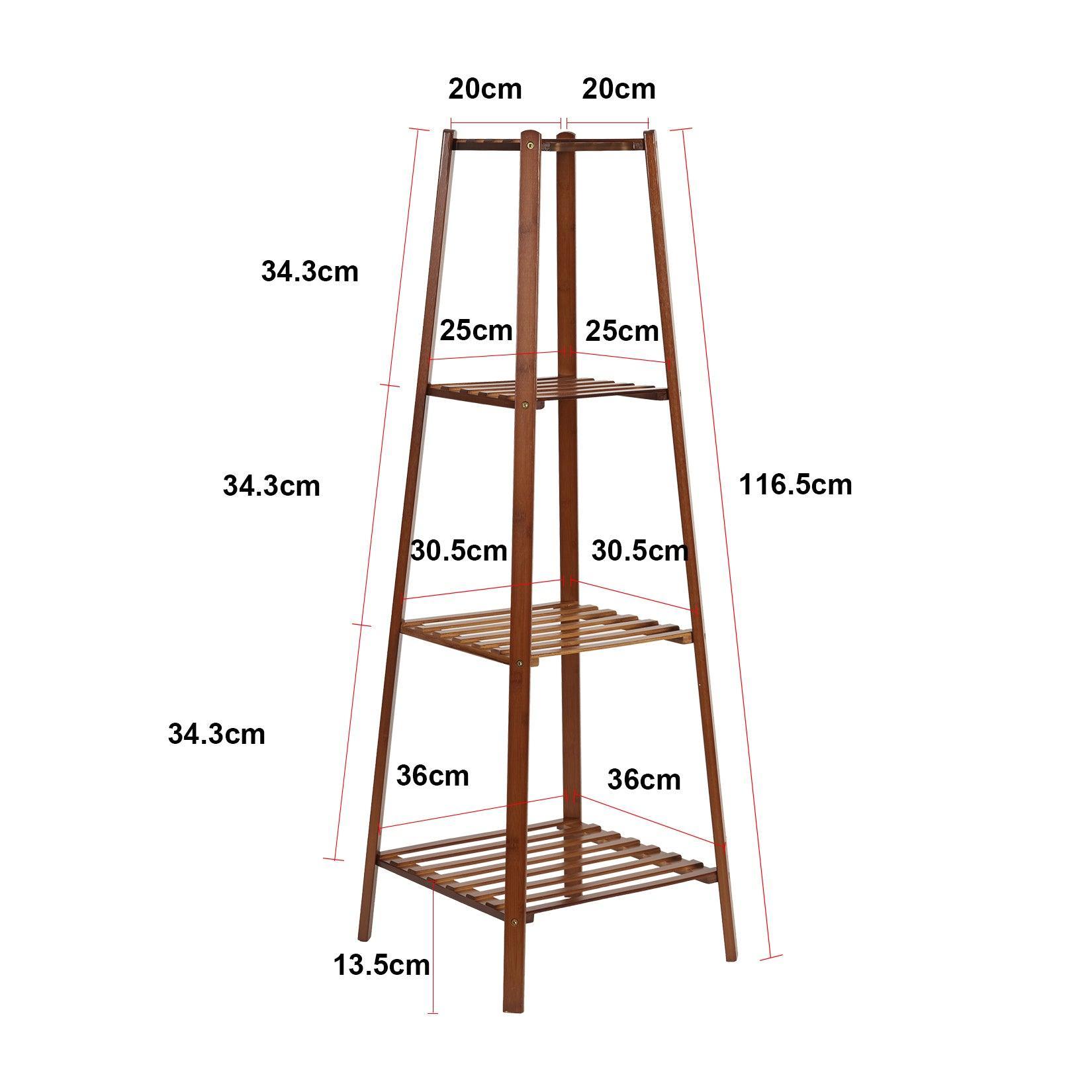 Bamboo Tiered Plant Stand, Slatted, 2, 3 or 4 Tiers, Indoor Outdoor
