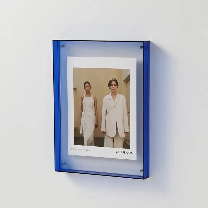 Acrylic Picture Frame, Vibrant Coloured Edge, Seven Sizes, Photo and Art