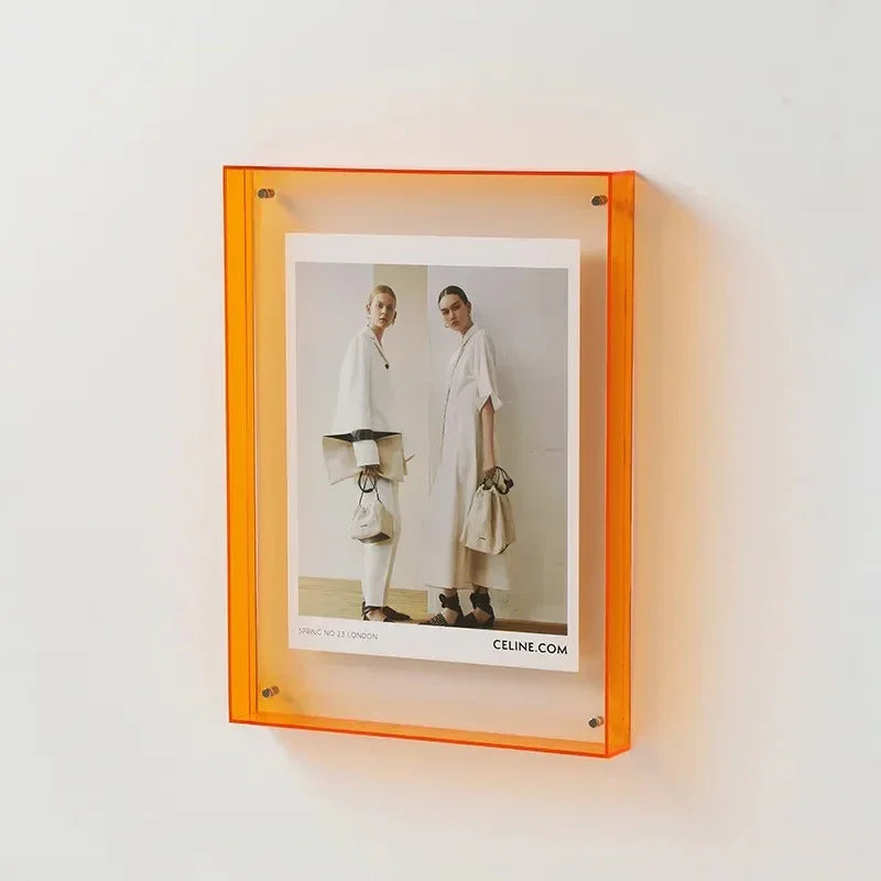 Acrylic Picture Frame, Vibrant Coloured Edge, Seven Sizes, Photo and Art