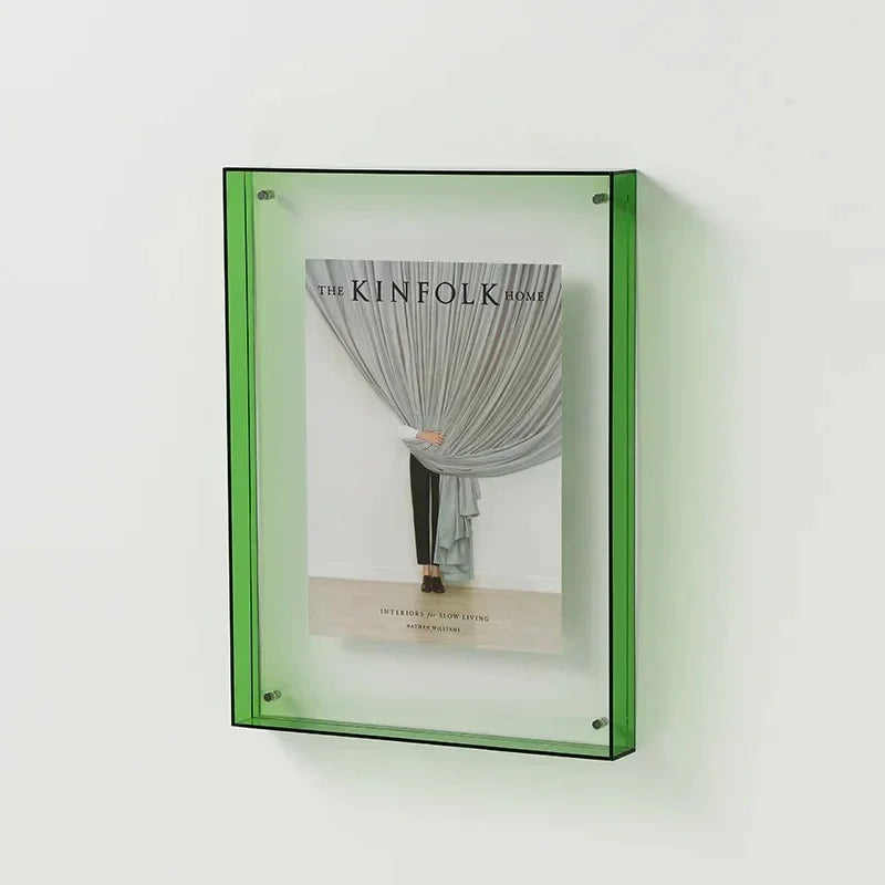 Acrylic Picture Frame, Vibrant Coloured Edge, Seven Sizes, Photo and Art