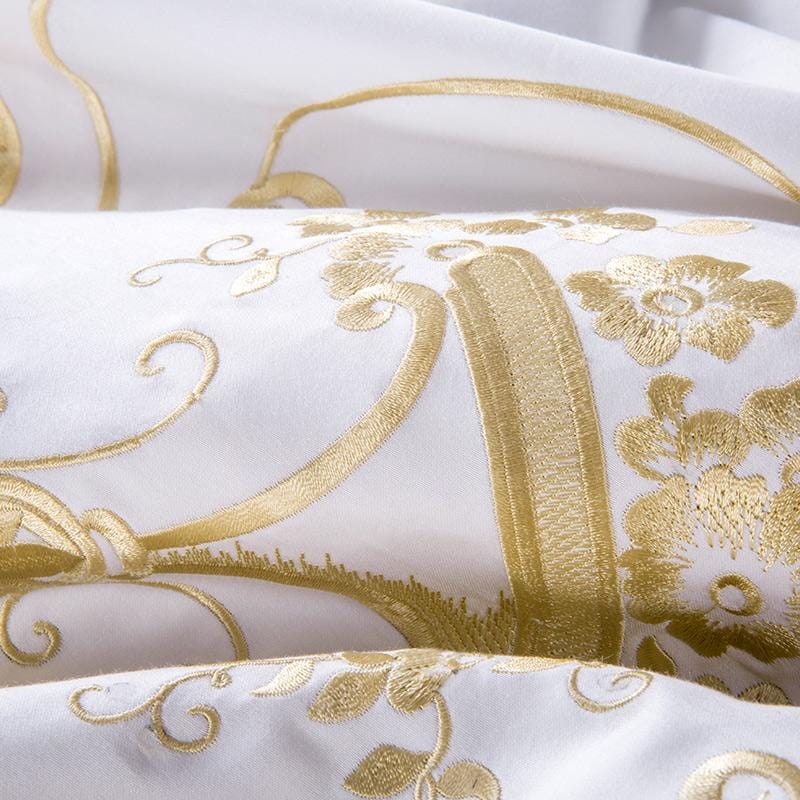 Ivy Gold Forest Duvet Cover Set, White and Gold