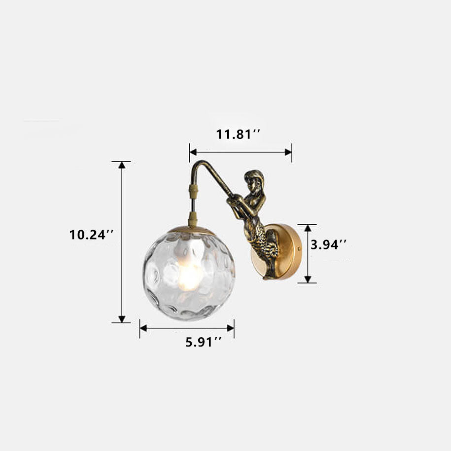 Orb Wall Sconce, Metal and Resin, Glass Shade, E26, Black or Gold