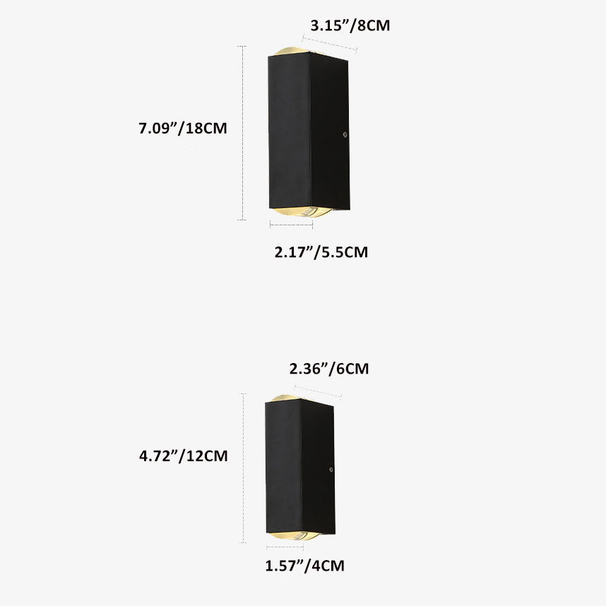 Rectangular LED Outdoor Wall Sconce, Aluminum, Dimmable Option