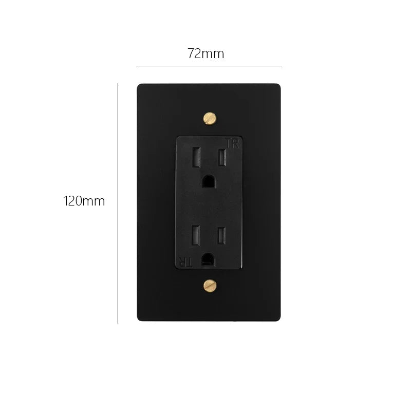 Duplex Wall Outlet, 15A, Solid Brass Panel, UL Listed