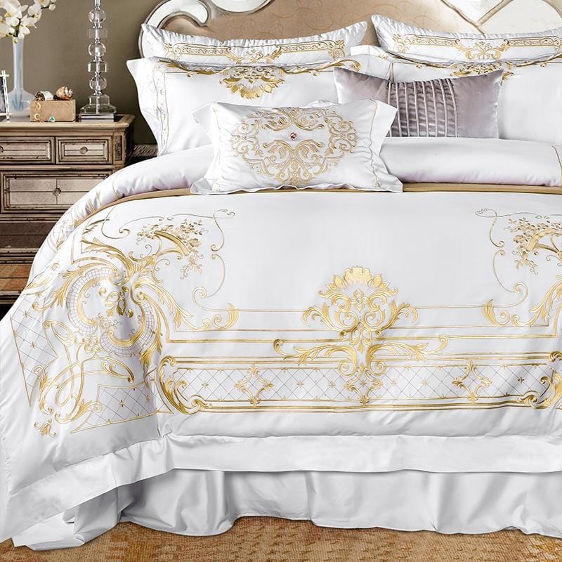 Ivy Gold Forest Duvet Cover Set, White and Gold