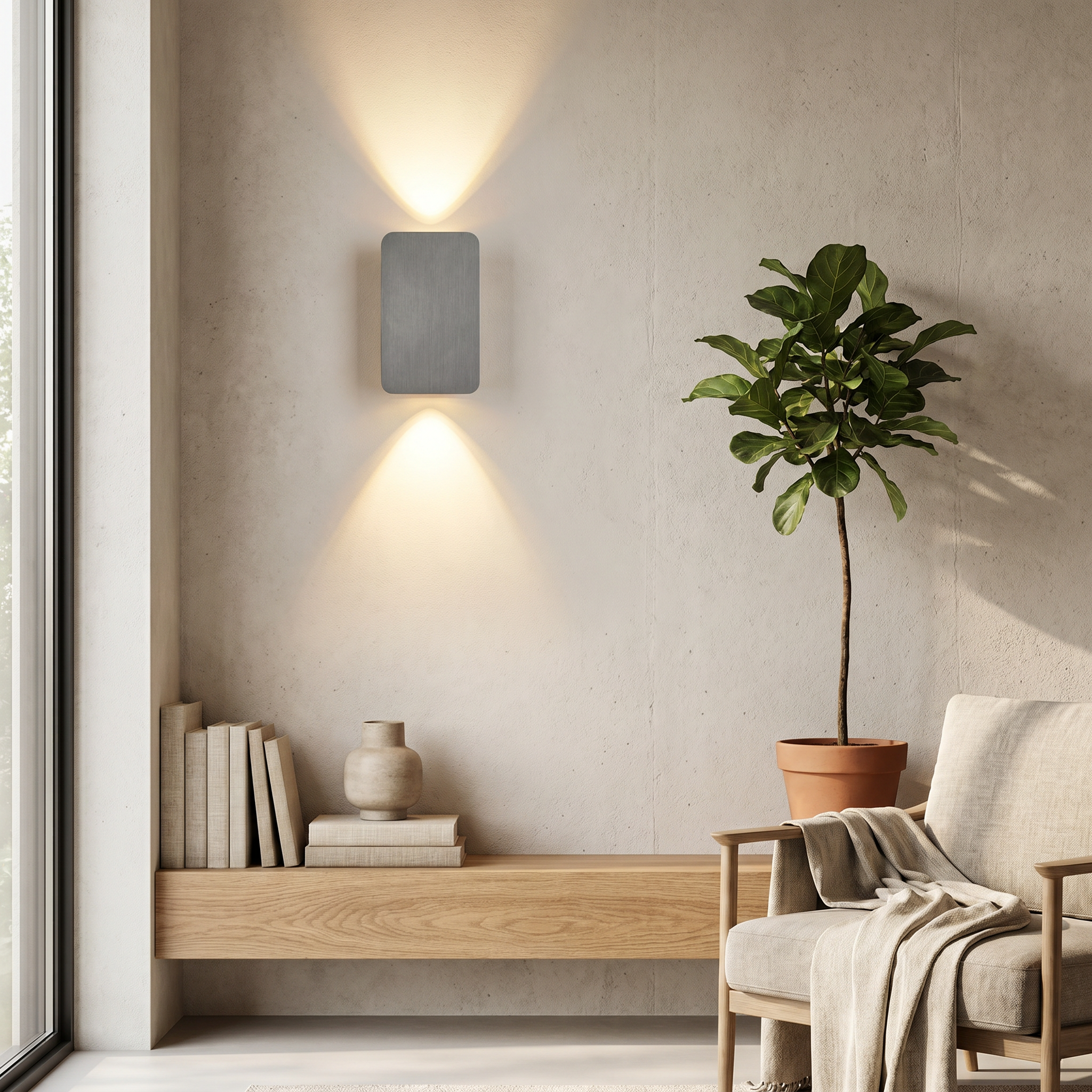 Aluminum 2-Light Wall Sconce, Flat Panel, 3000K 4000K 6000K, Four Colors