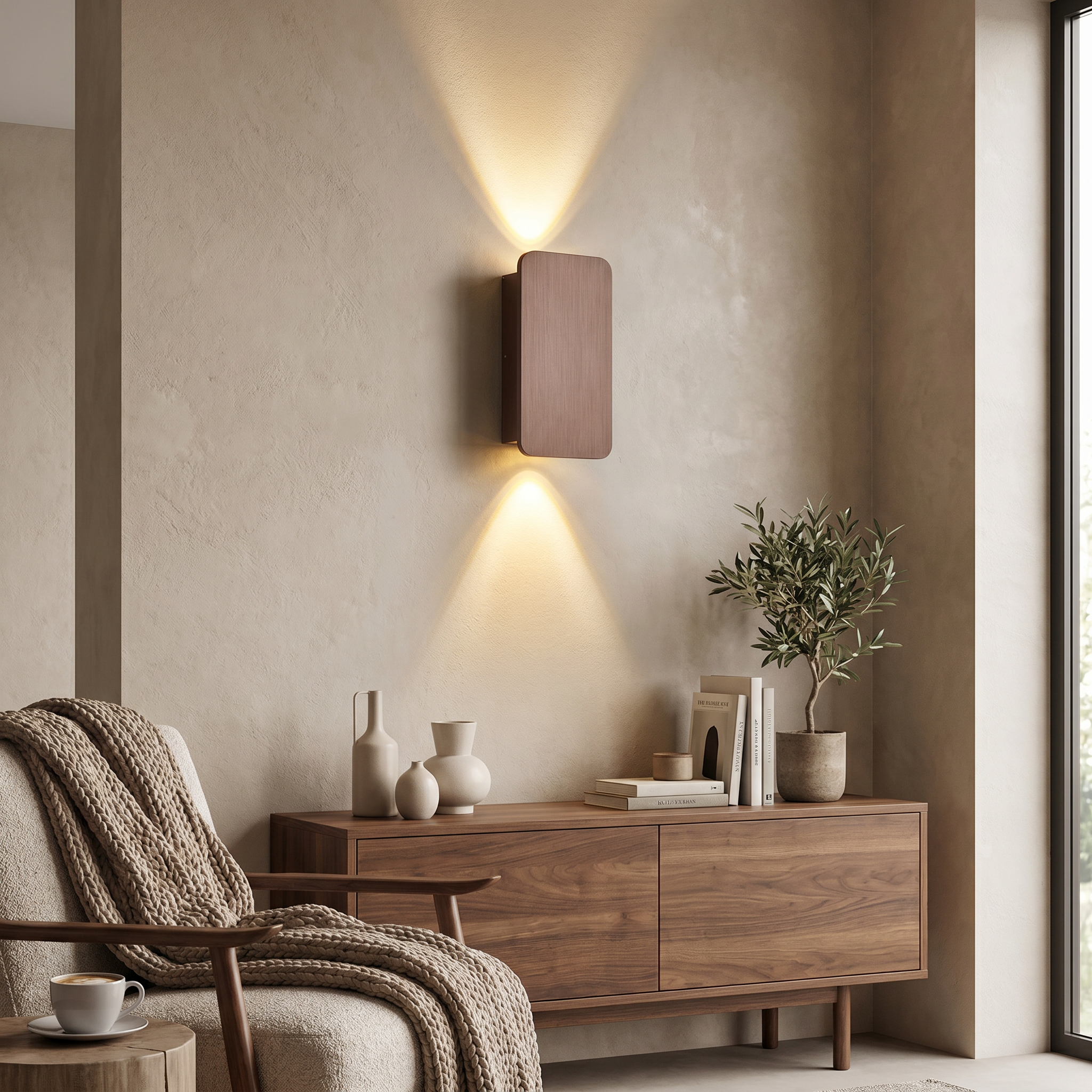 Aluminum 2-Light Wall Sconce, Flat Panel, 3000K 4000K 6000K, Four Colors
