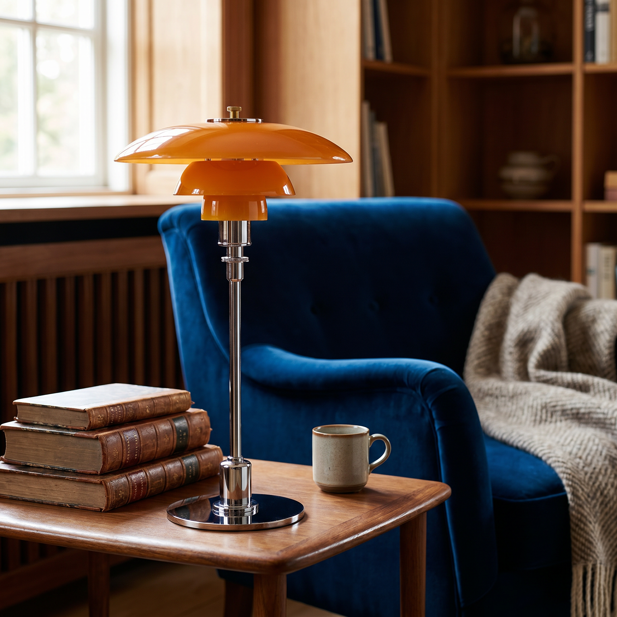 Art Deco Table Lamp, Iron and Frosted Glass, Amber or White Shade
