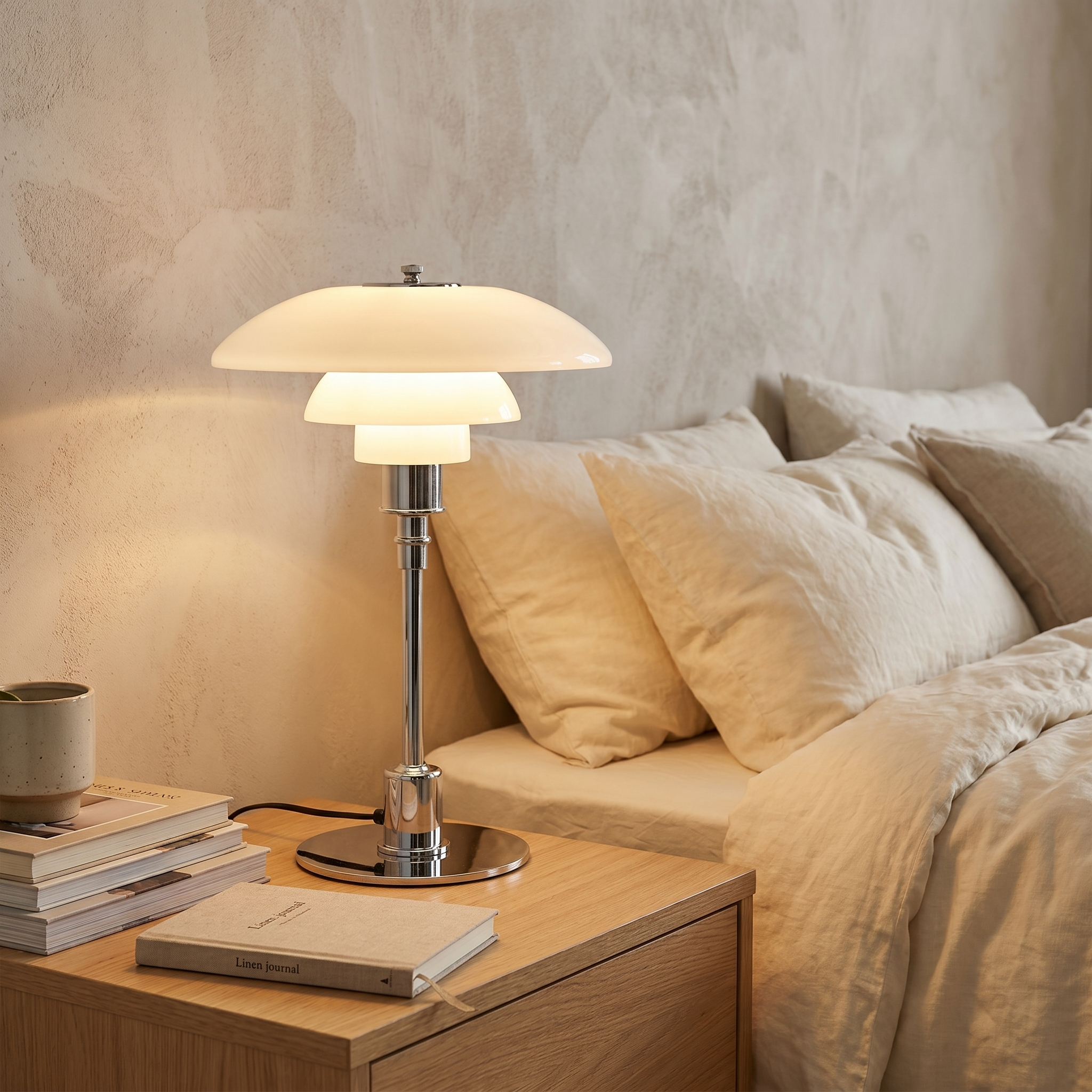 Art Deco Table Lamp, Iron and Frosted Glass, Amber or White Shade