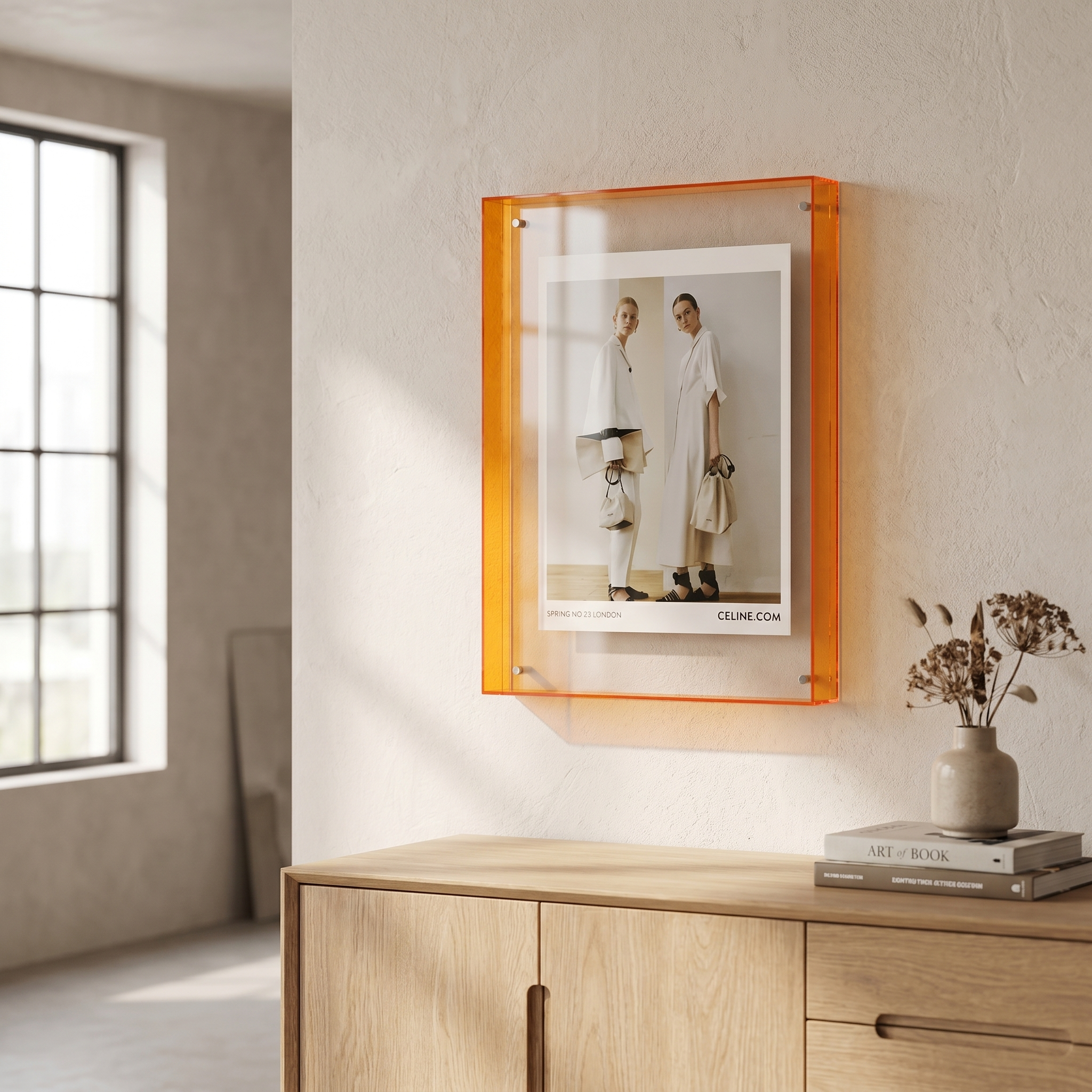 Acrylic Picture Frame, Vibrant Coloured Edge, Seven Sizes, Photo and Art