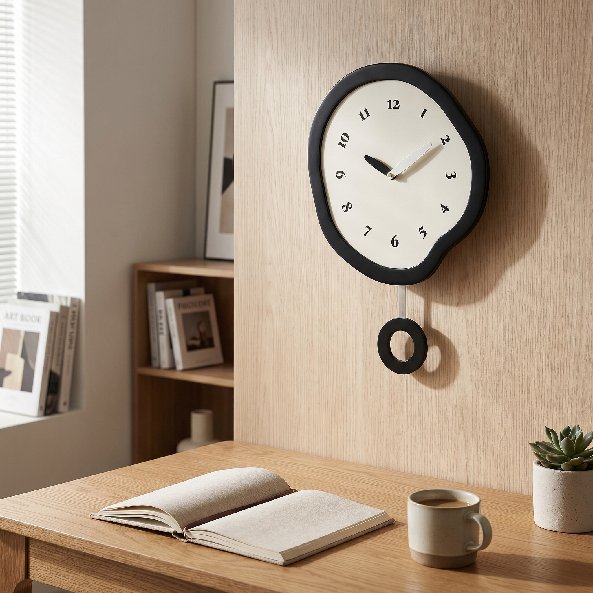Abstract Silent Quartz Wall Clock, MDF and Acrylic, Pendulum or Without
