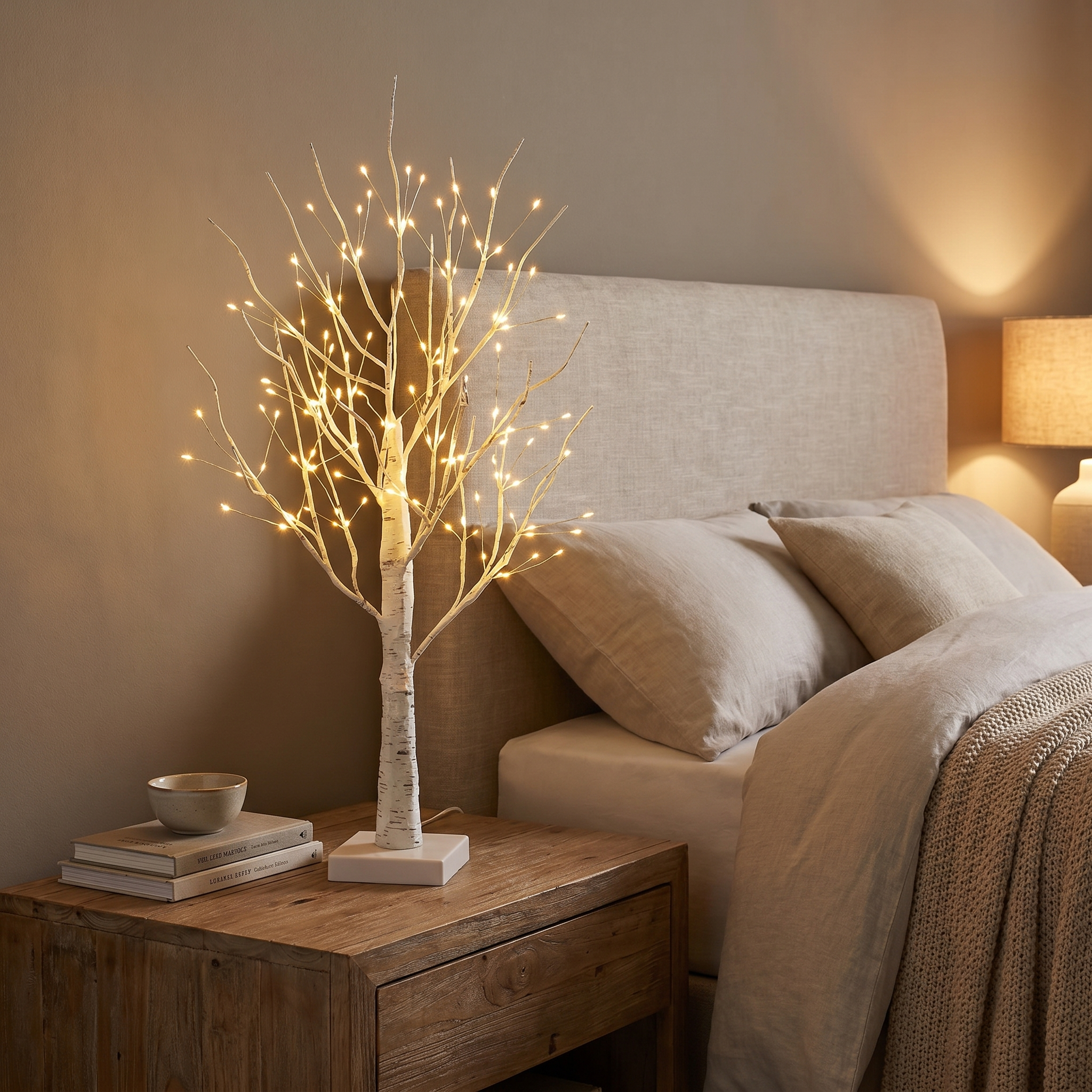 Birch Tree Light, 144 Warm White LEDs, Flexible Branches, AA Battery