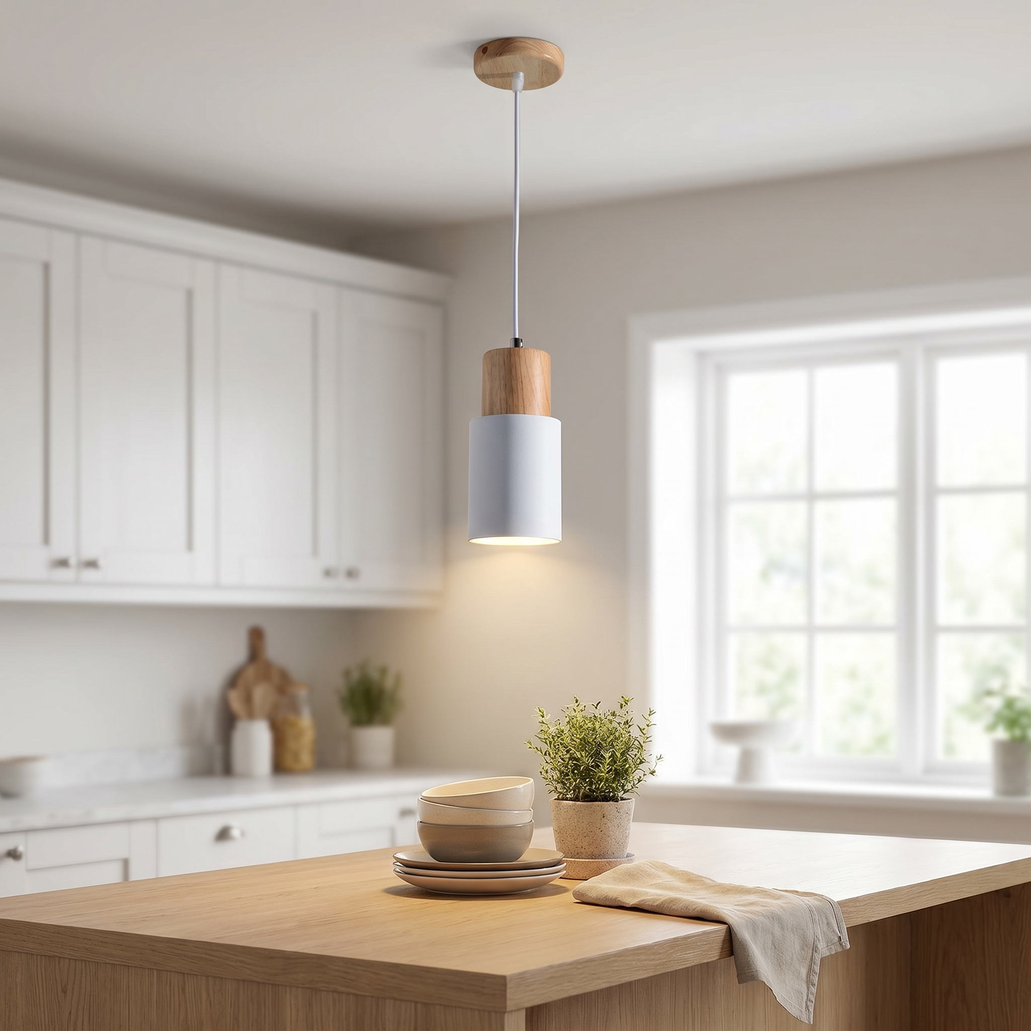 Cylinder Aluminum Pendant Light, E26, Five Colors, 120cm Cord, 100-240V