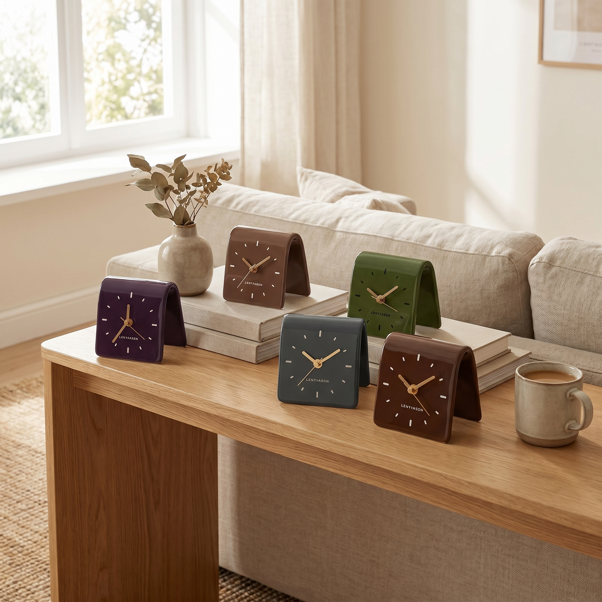 Ceramic Desk Clock, Needle Movement, 120mm, Five Colors, 300g