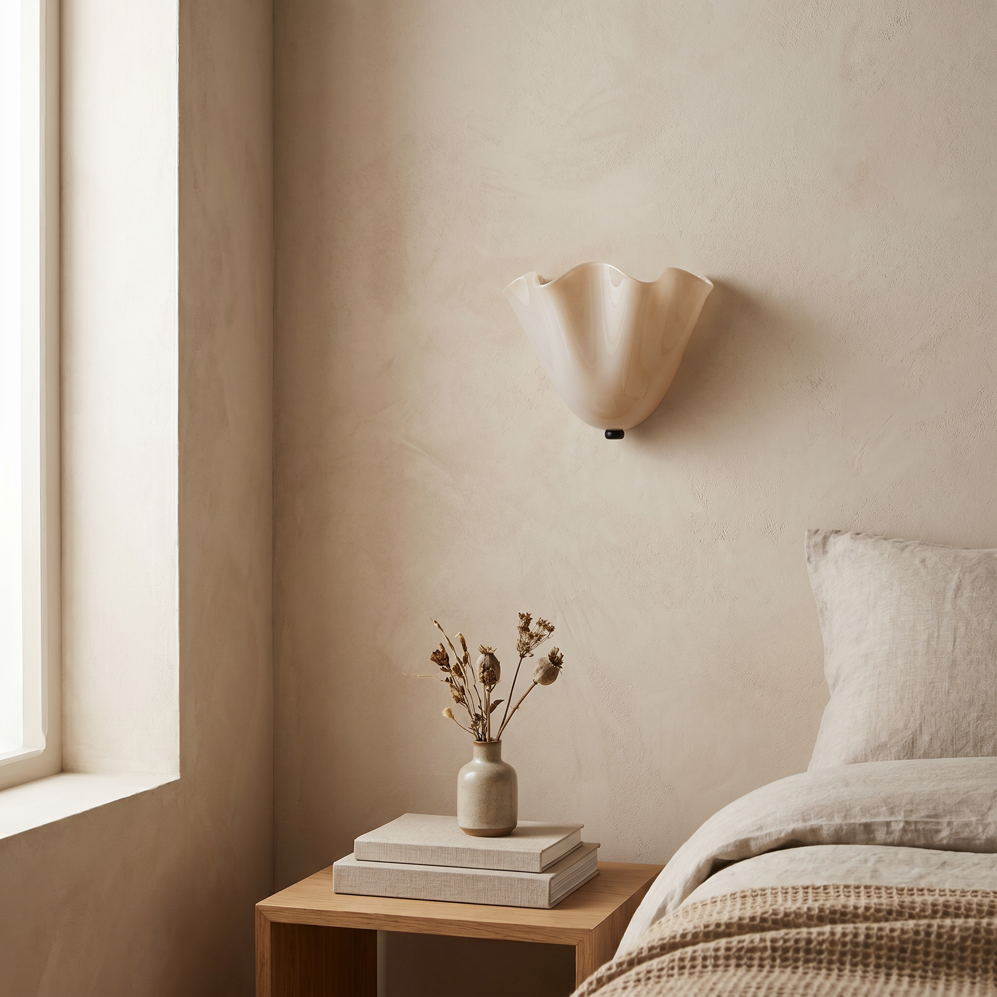 Colored Frosted Glass Wall Lamp, Wrought Iron, E14, Three Modes