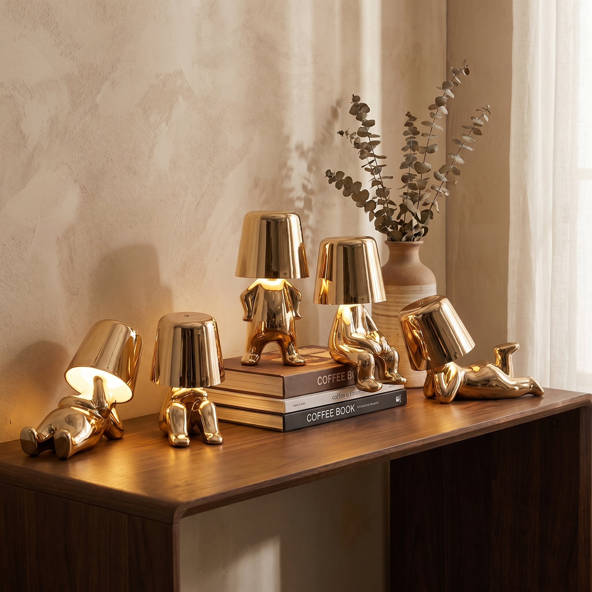 Character Figure Lamp, Dimmable Resin, Touch Control, USB Rechargeable