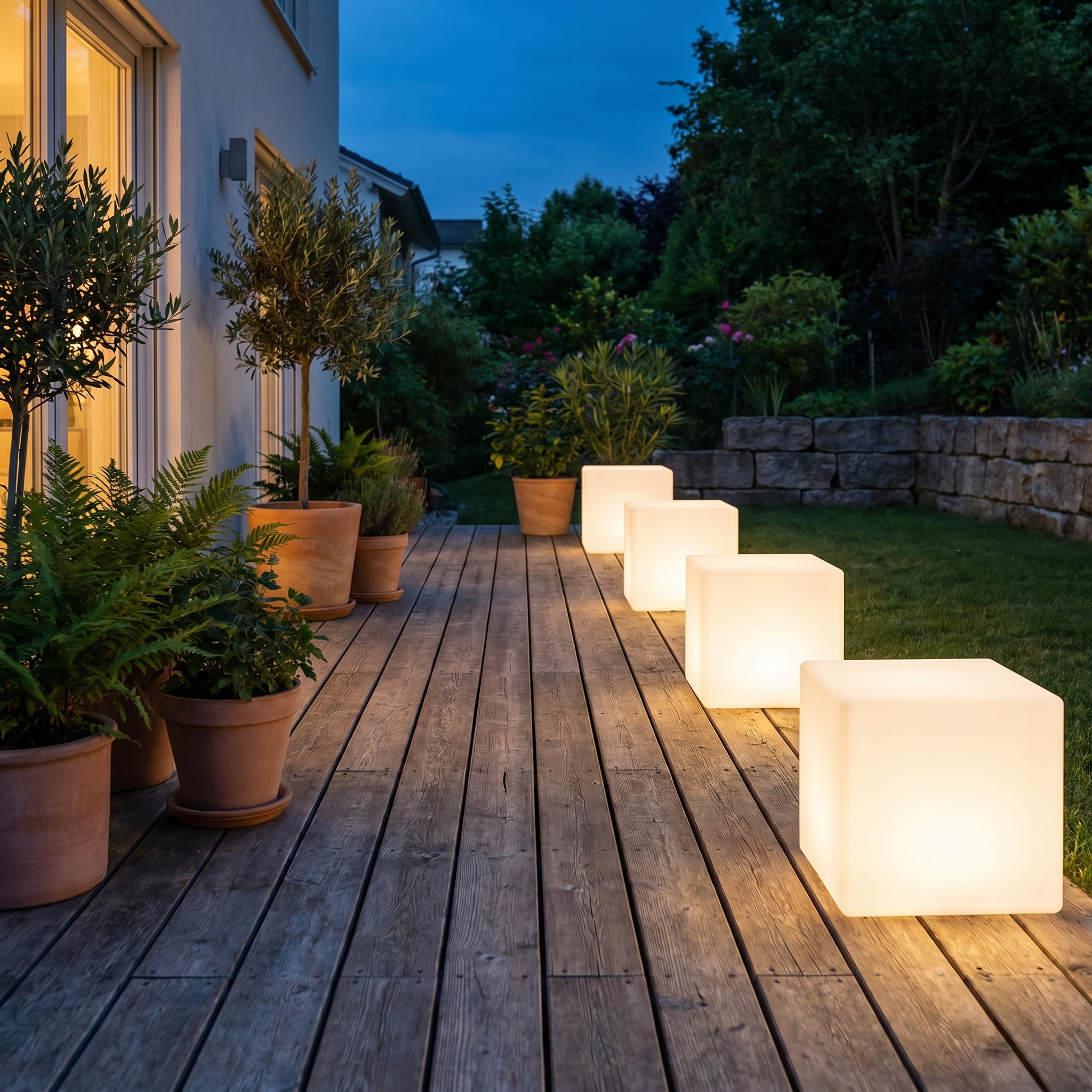 Cube Garden Light, 16-Color Remote, LED, USB-C or Solar, 4 Sizes