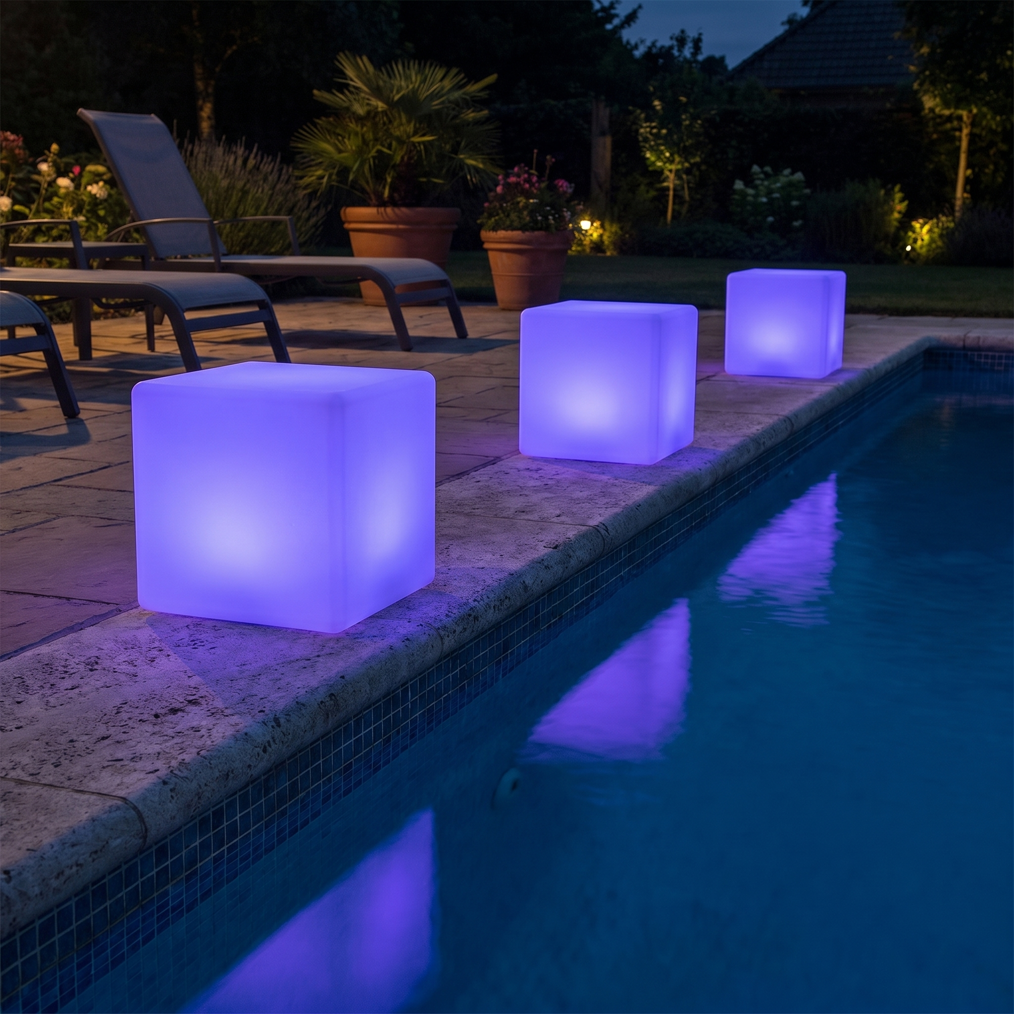 Cube Garden Light, 16-Color Remote, LED, USB-C or Solar, 4 Sizes