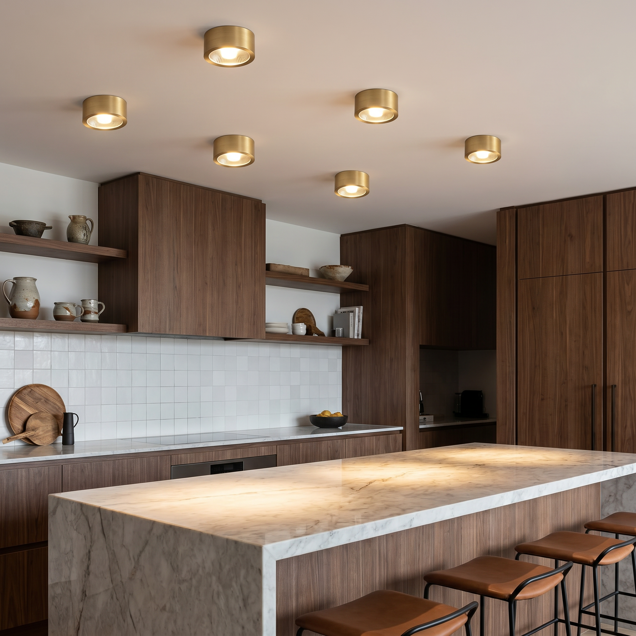 Copper LED Flush Mount Ceiling Light, 3W to 9W, Three Sizes, 3000K-5000K