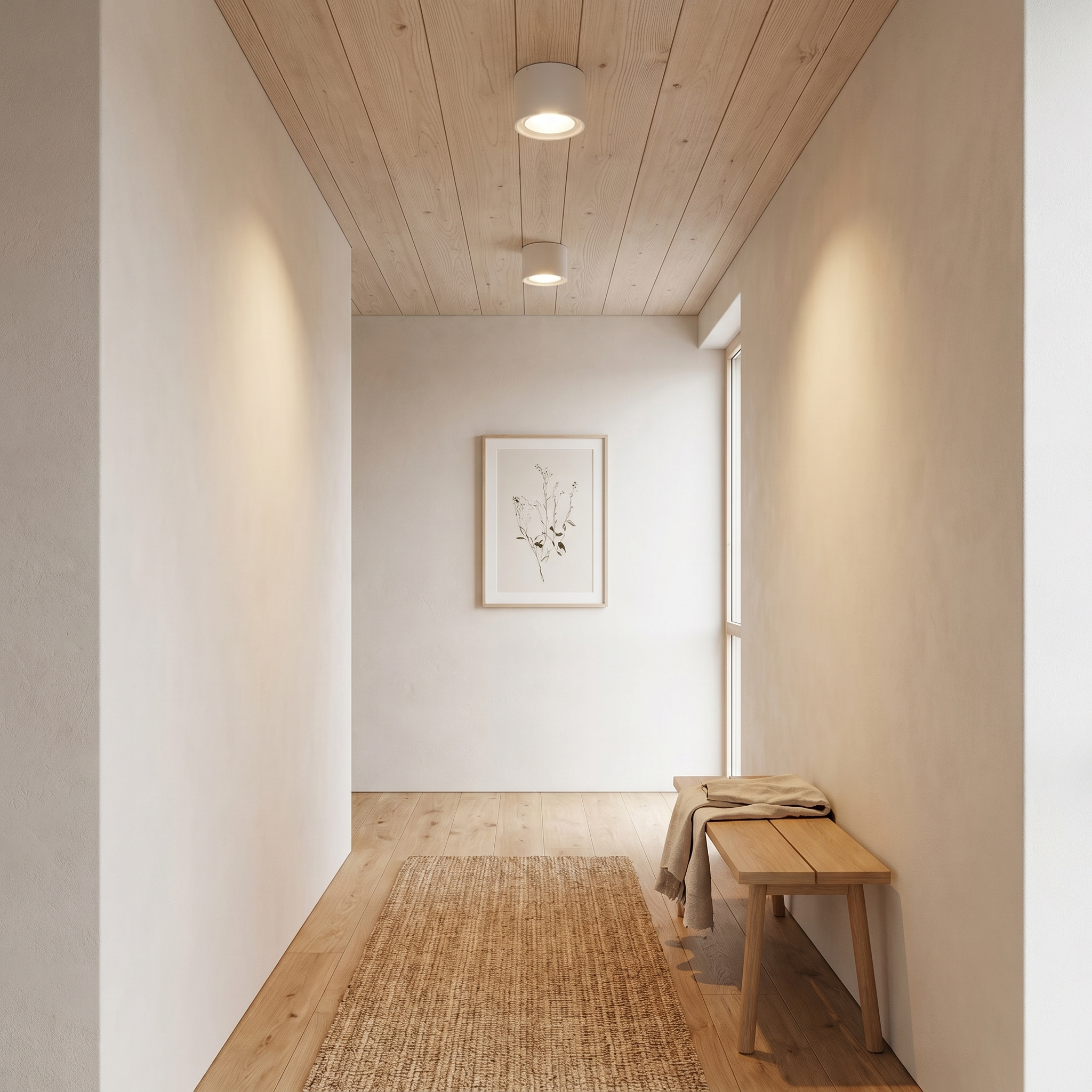 Cylinder LED Flush Mount Ceiling Light, Iron, Two Sizes, Black White or Wood