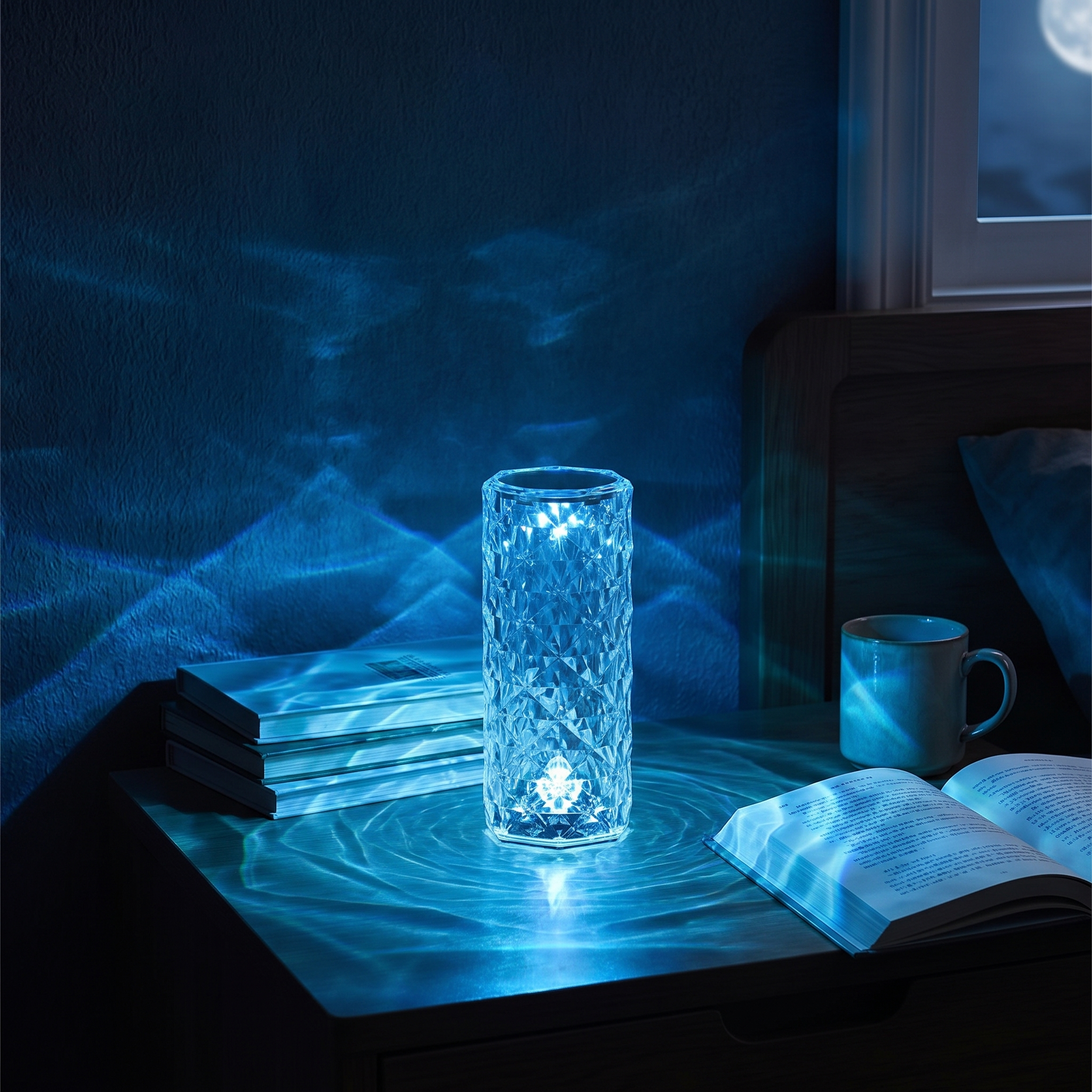 Crystal Touch Lamp, 16-Color Dimmable, Acrylic, USB-C Rechargeable