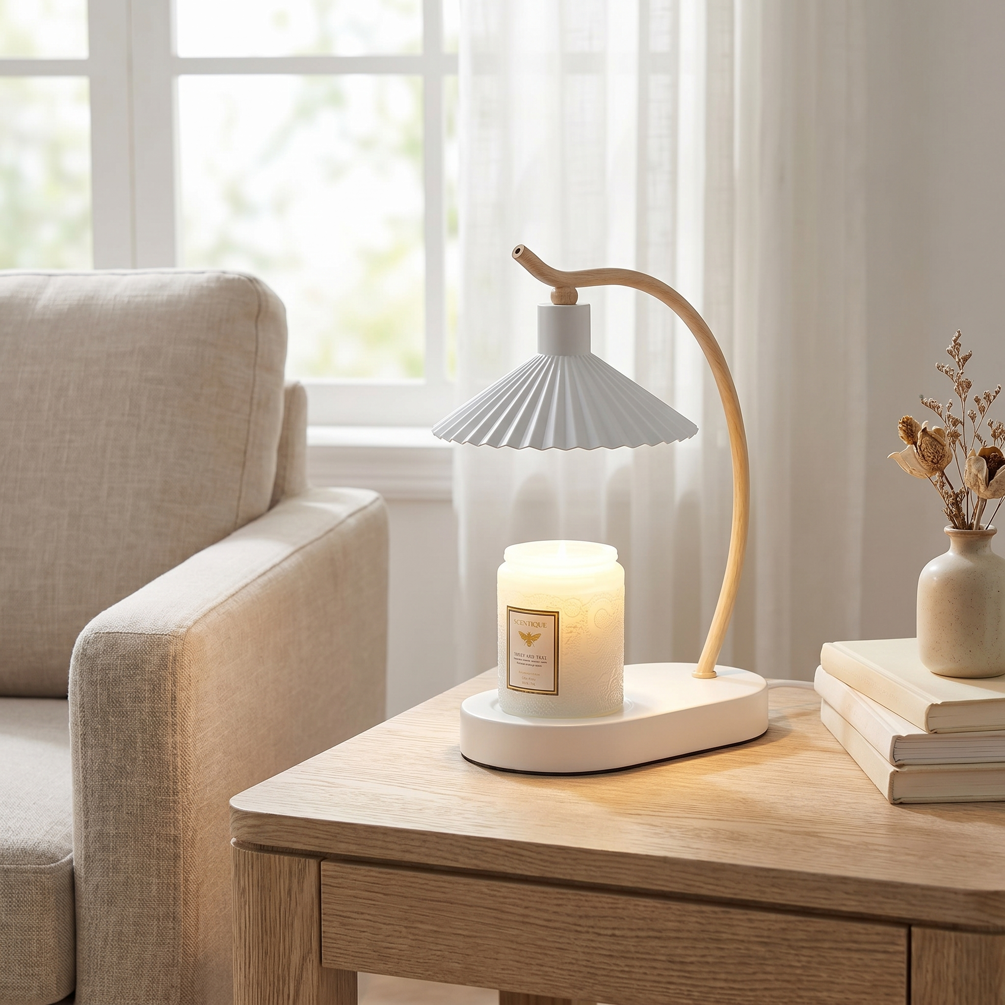 Candle Warmer Table Lamp, Dual Function, White or Black, 21 x 11 x 31 cm