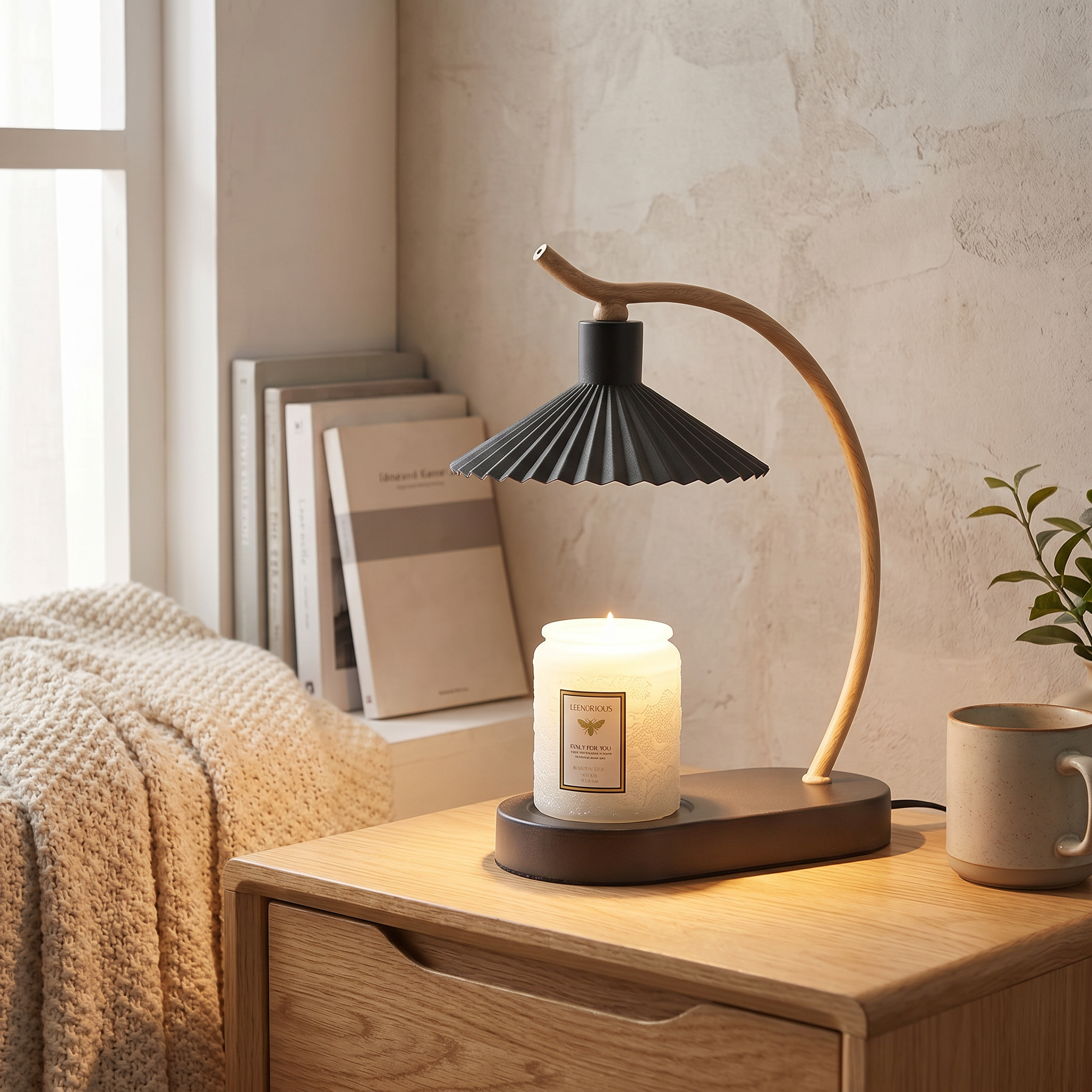 Candle Warmer Table Lamp, Dual Function, White or Black, 21 x 11 x 31 cm