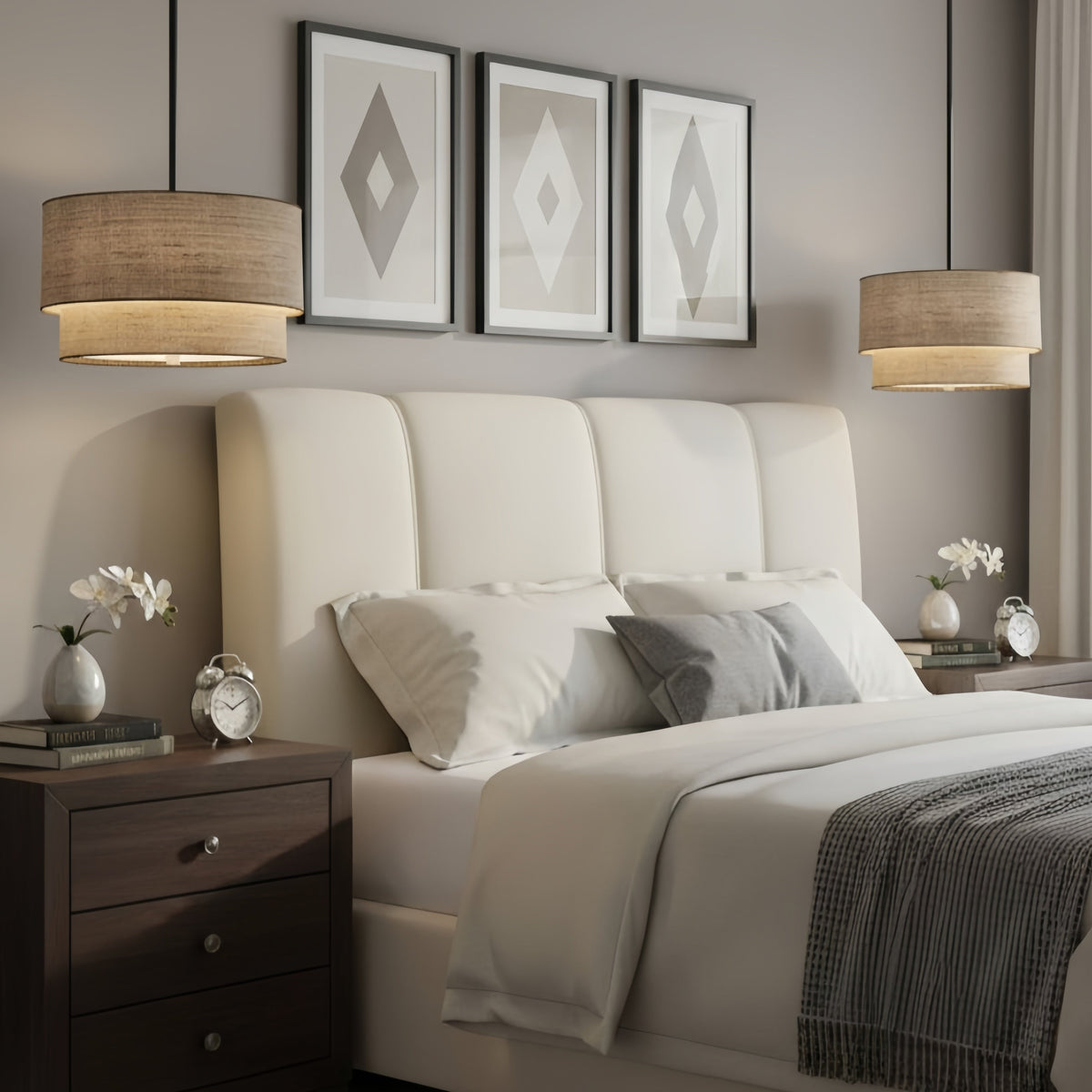 Dumora Double Fabric Drum Pendant Ceiling Light