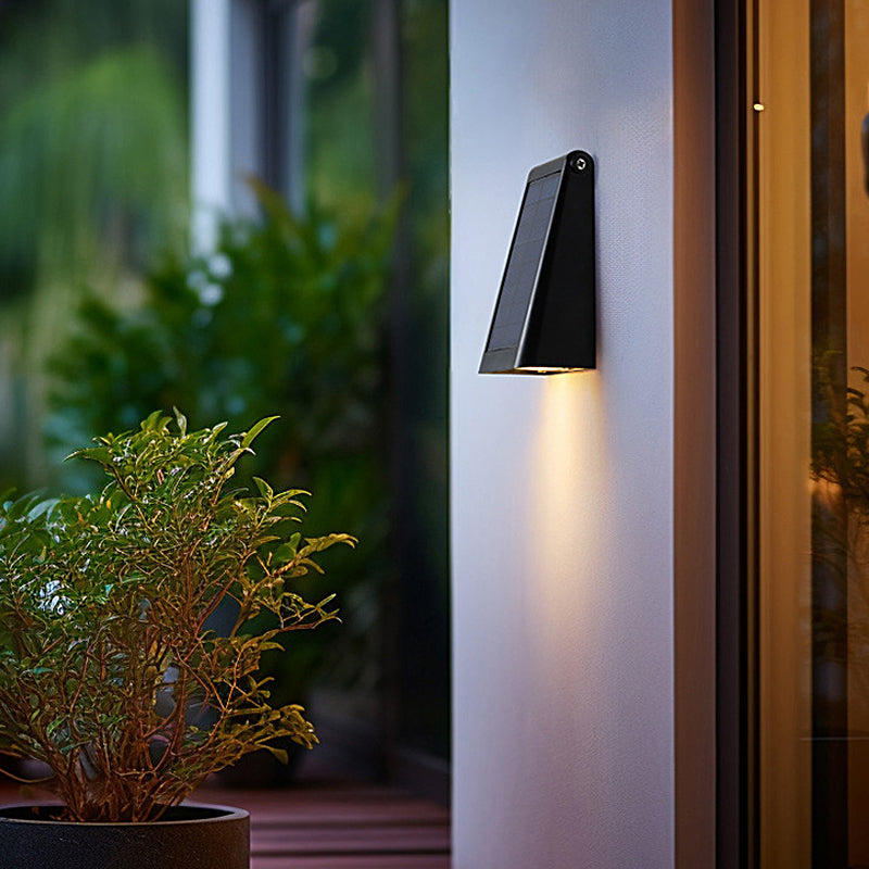 Solar Downlight Wall Sconce, Black ABS, IP65, 90° Adjustable Panel, Set of 2