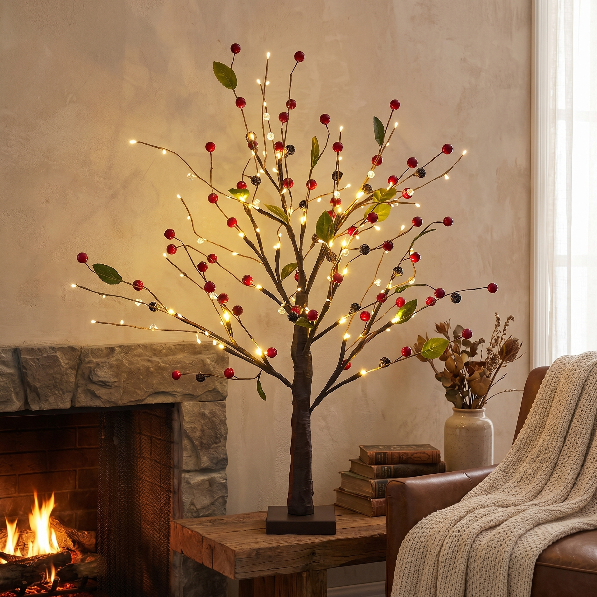 Decorative Tree Light, 24 Warm White LEDs, Copper Wire, AA Battery