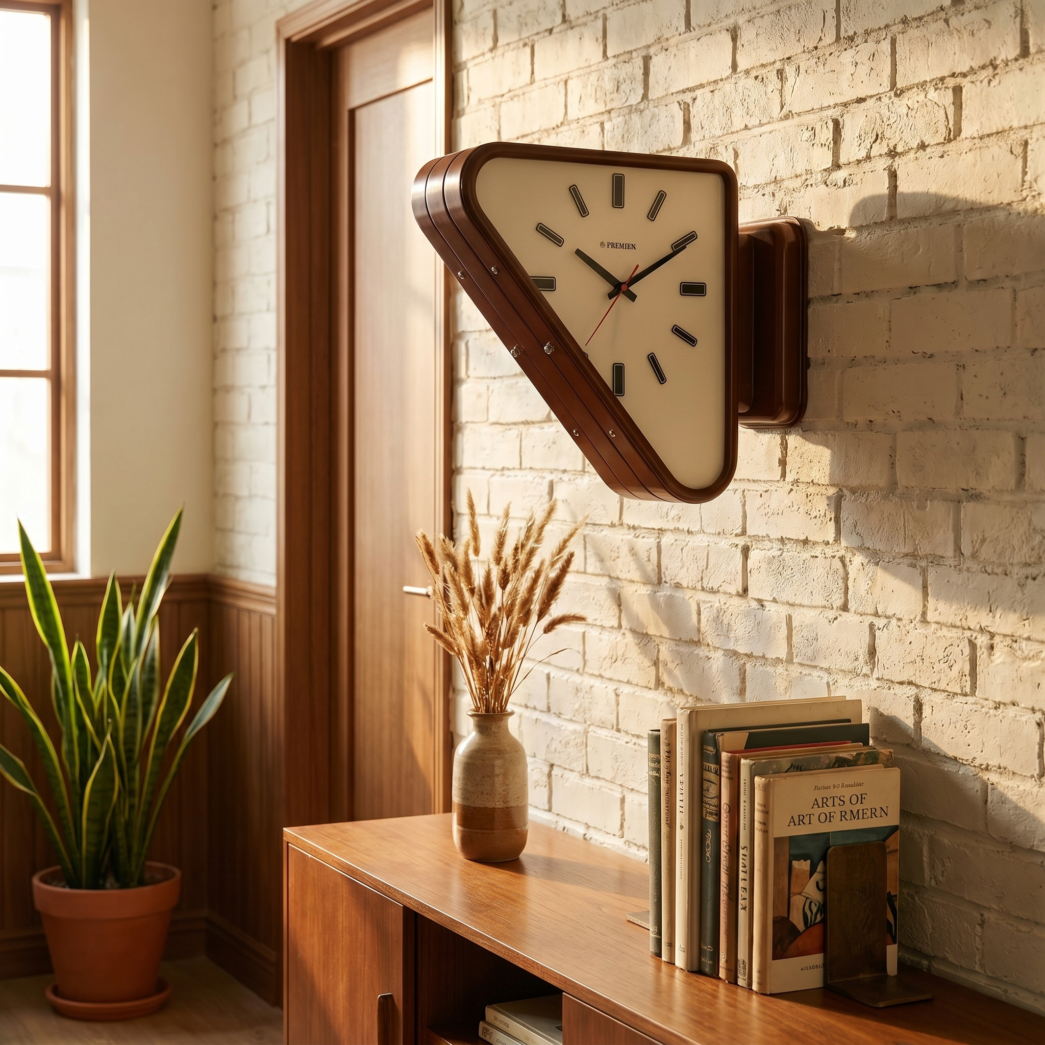 Dual-Sided Triangle Wall Clock, Metal, Silent Movement, Five Colors
