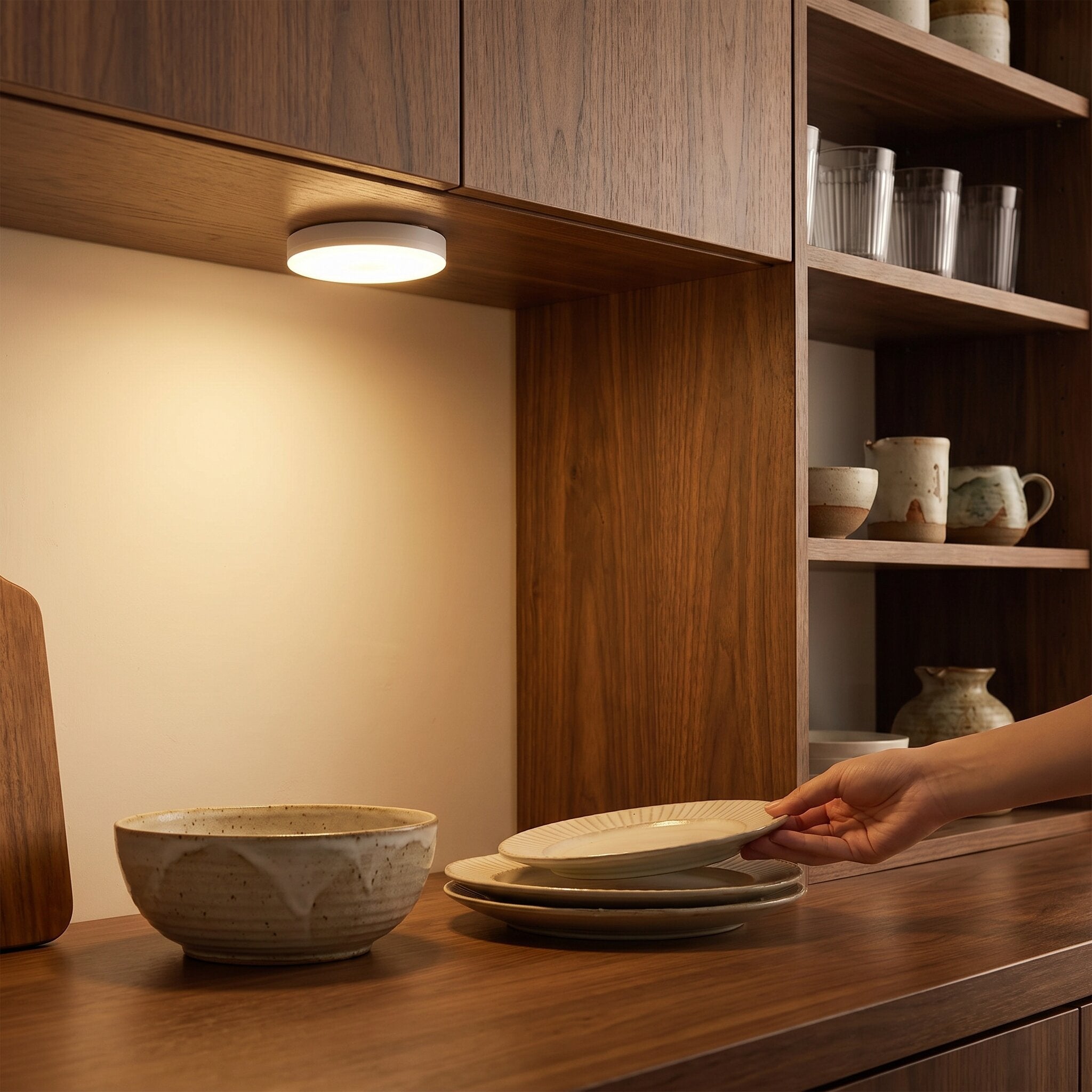 Motion Sensor LED Puck Light, Stick-On, USB or Battery