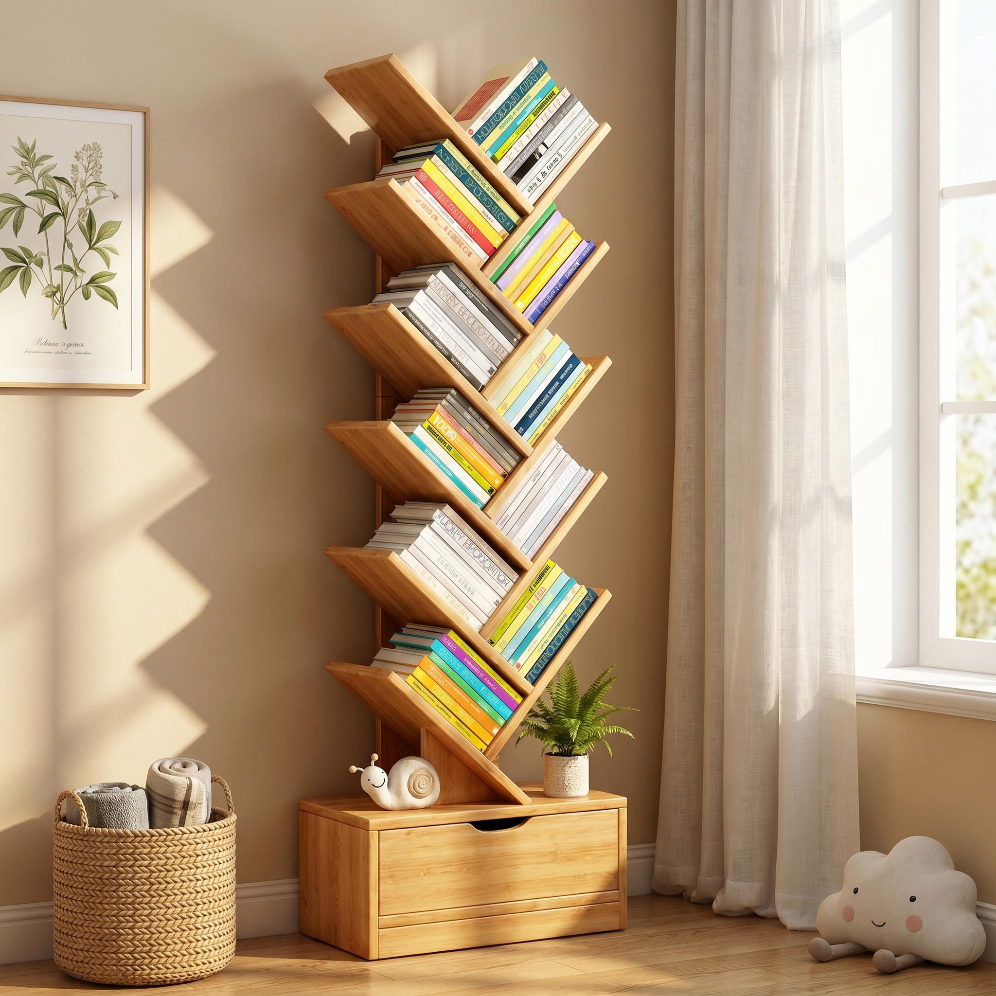 Eco-Friendly Board Bookshelf, 6-12 Tiers, Walnut or Wood Color